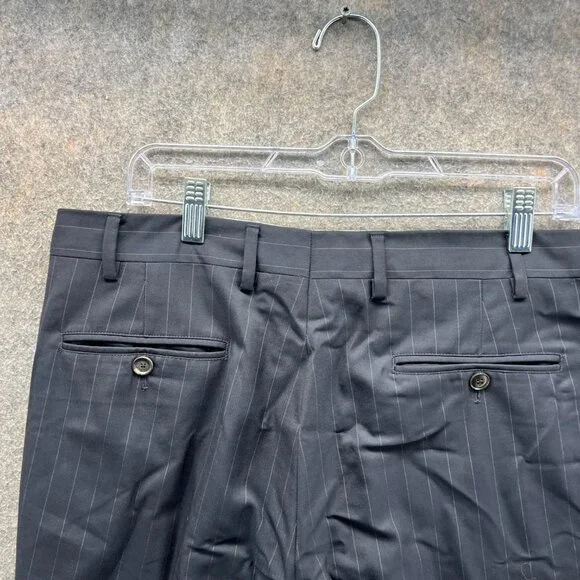 Brooks Brothers Dress Pants Men 41x35 Black Pleated Wool Fitzgerald Trouser